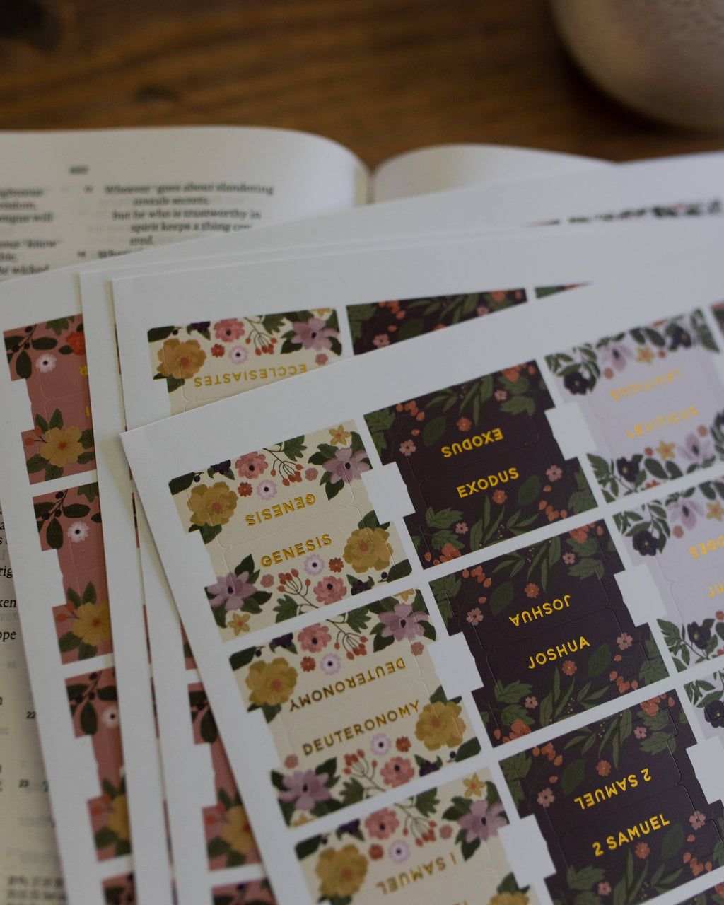 Magnolia Floral Bible Tabs - 76 Tabs