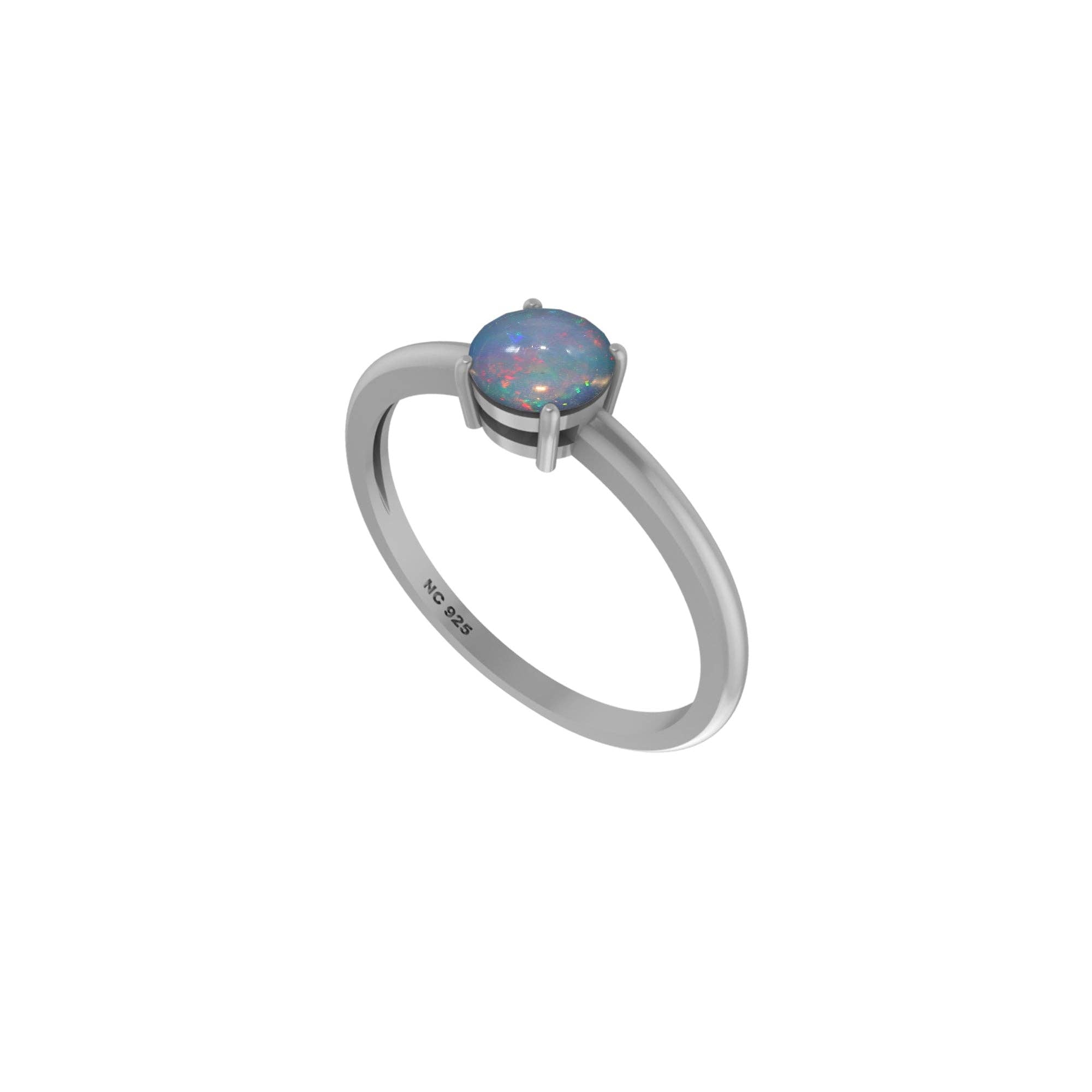 Natural Ethiopian Opal Stackable Rings in Silver, Prong-Set