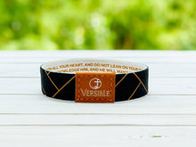 Load image into Gallery viewer, Blue Herringbone / Proverbs 3:5-6 Wristband
