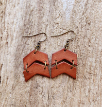 Load image into Gallery viewer, Rey Distressed Leather Chevron Earrings
