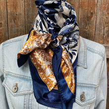 Load image into Gallery viewer, Blue Two-Toned Paisley Wild Rag/Scarf WR3300
