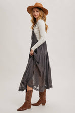 Load image into Gallery viewer, LACE EMBROIDERED TULLE BIB MAXI DRESS
