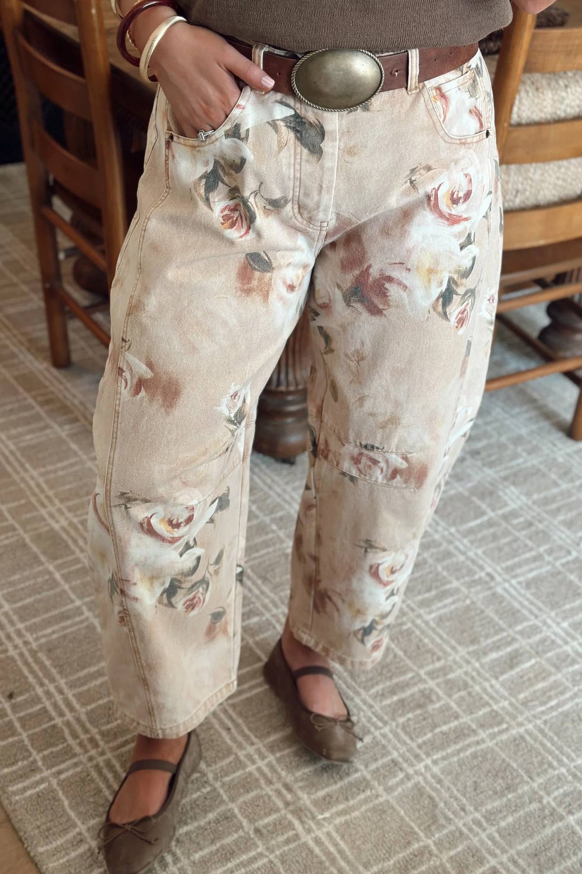 Can’t Steal My Joy- Floral Barrel Jeans