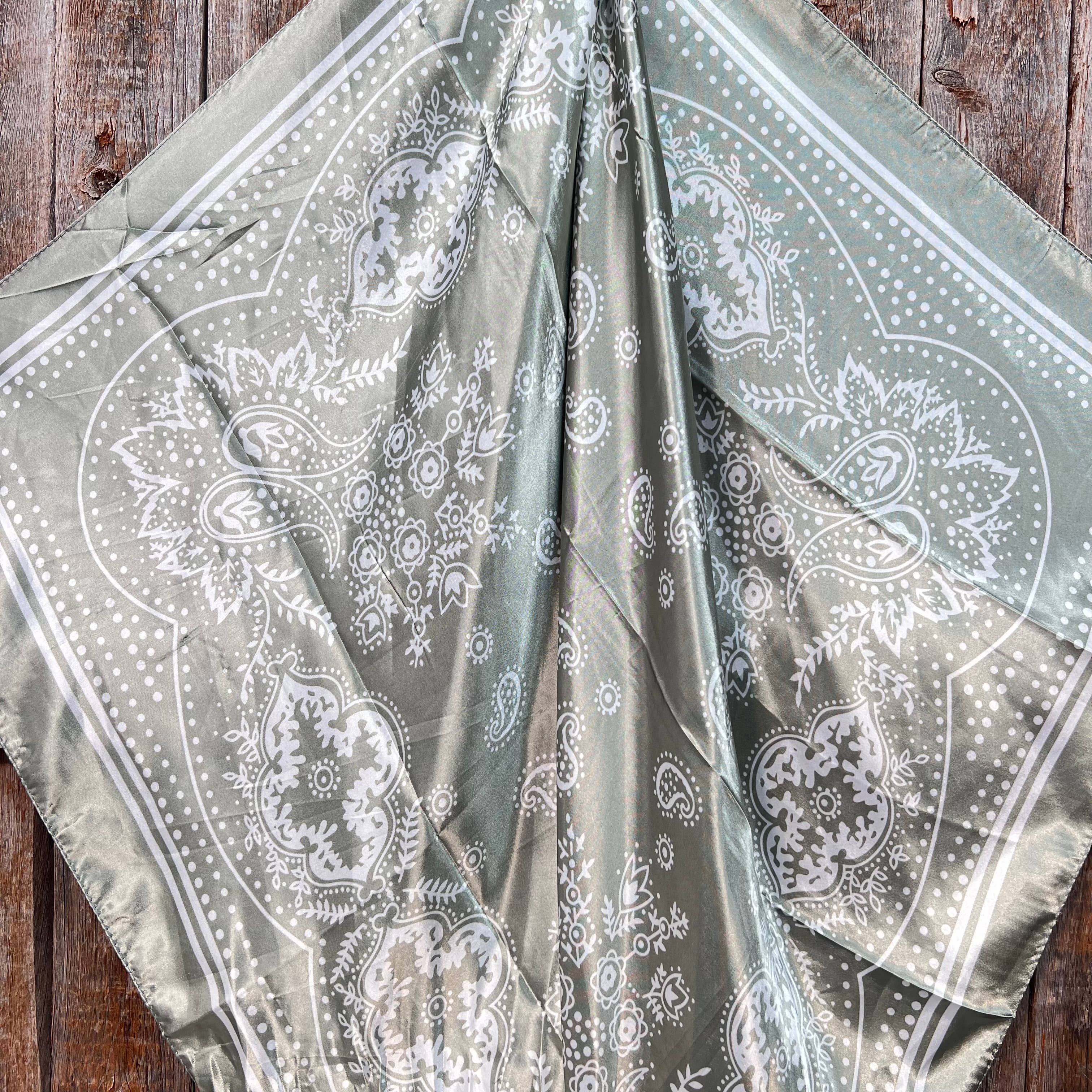 35X35"  Sage Floral Paisley Wild Rag/Scarf WR3380