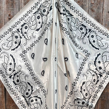 Load image into Gallery viewer, 35X35&quot;  Cream &amp; Black Paisley Wild Rag/Scarf WR3412
