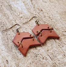 Load image into Gallery viewer, Rey Distressed Leather Chevron Earrings
