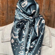 Load image into Gallery viewer, 35X35&quot;  Blue &amp; White Paisley Wild Rag/Scarf WR3414
