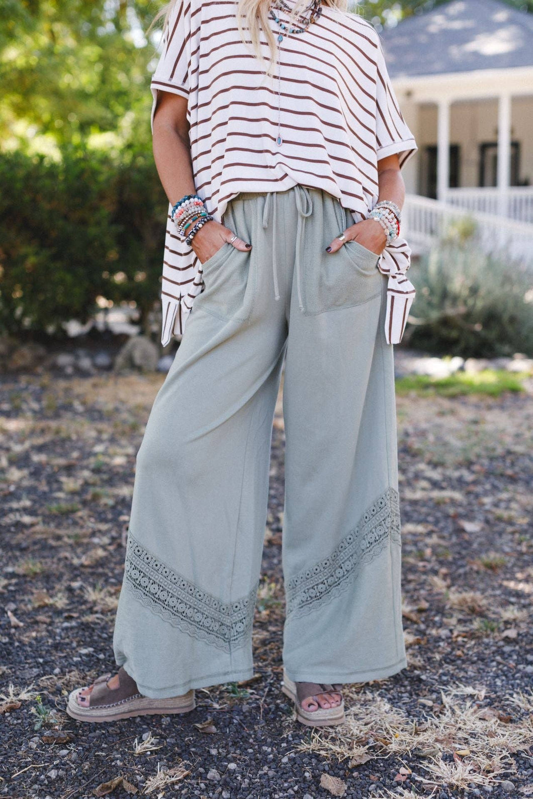 Lyrical Wide Leg Pants - Green