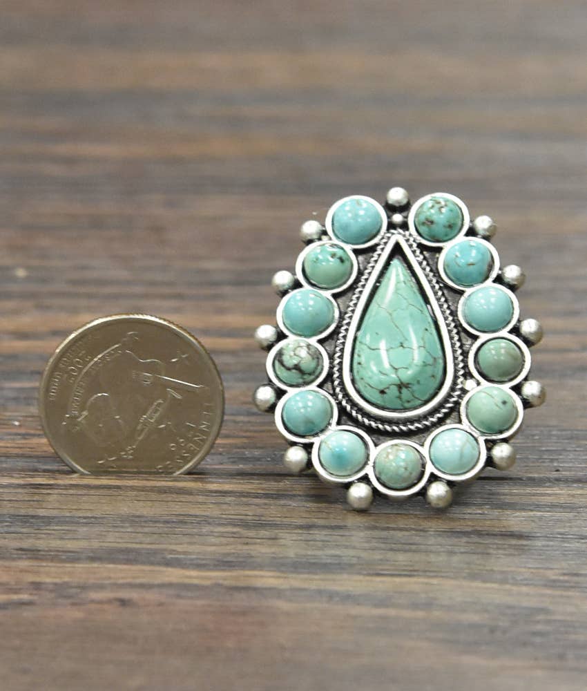 Shore It Up Turquoise Color Adjustable Ring