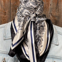 Load image into Gallery viewer, 35X35&quot;  Blue &amp; Cream Paisley Wild Rag/Scarf WR3408
