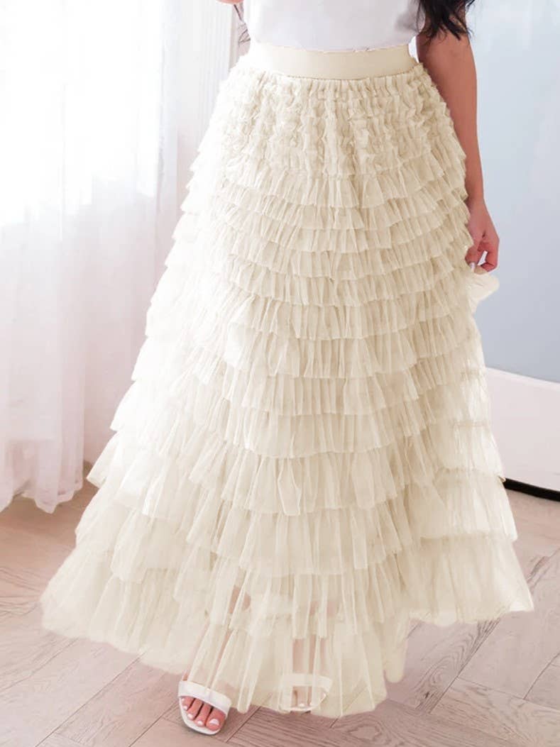 Social Graces Ruffle Tulle Maxi Skirt