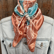 Load image into Gallery viewer, 35X35&quot; Soft Pink and Blue Paisley Wild Rag / Scarf WR3388
