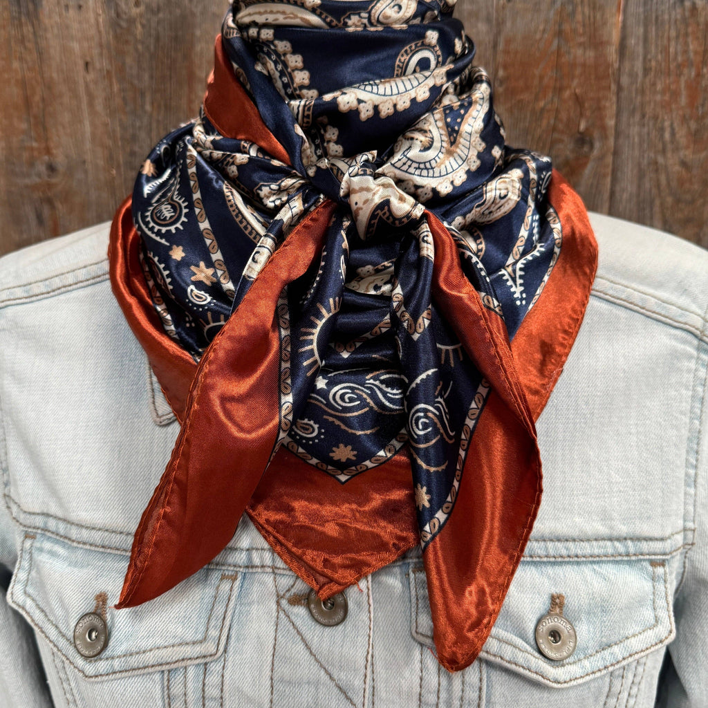 Navy and Rust Floral Paisley Wild Rag
