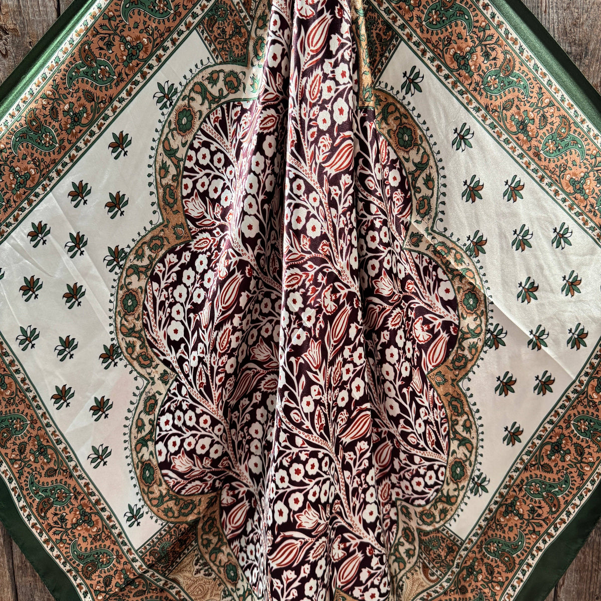 Green, Plum and Tan Floral Wild Rag