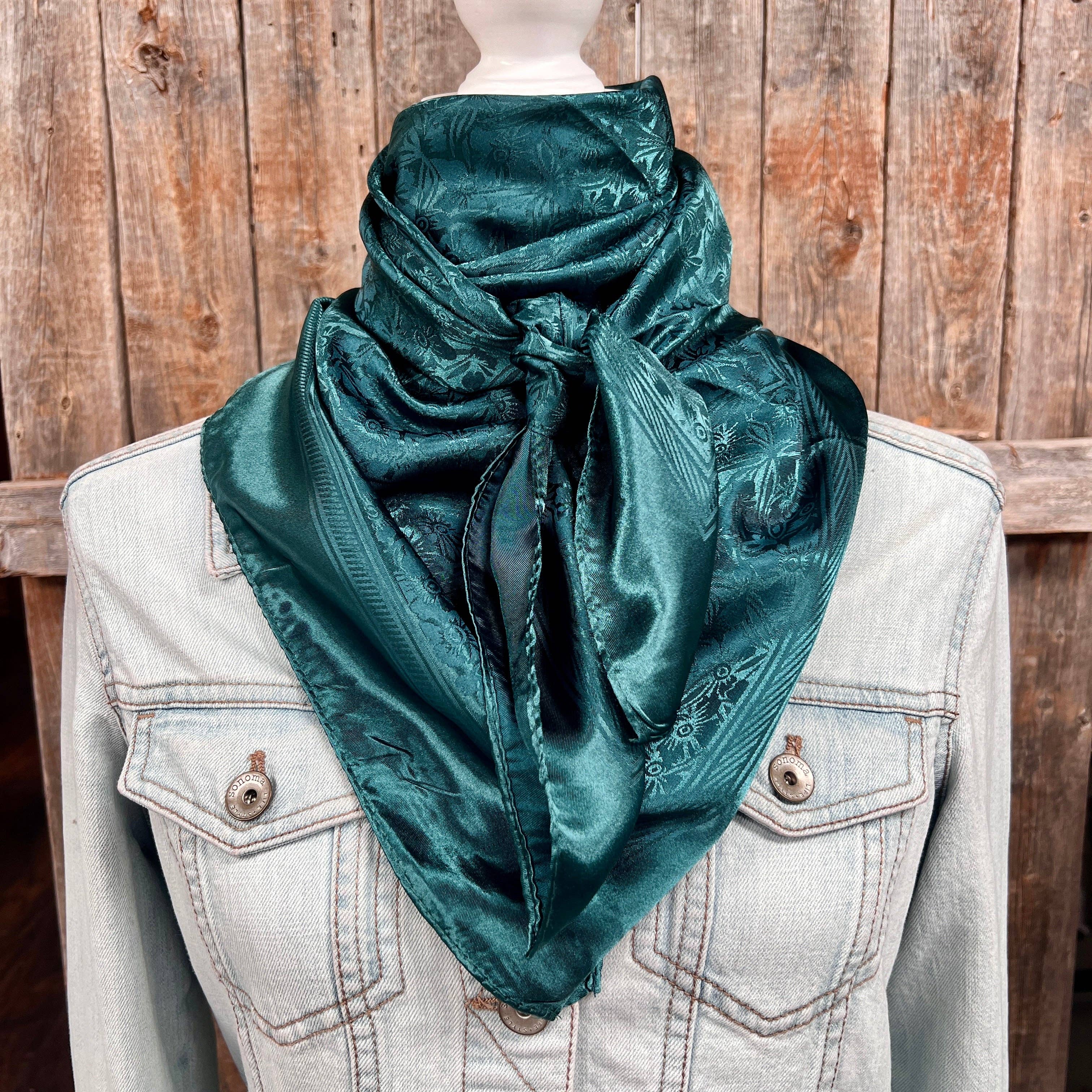 35X35" Emerald Jacquard Wild Rag/Scarf WR4048