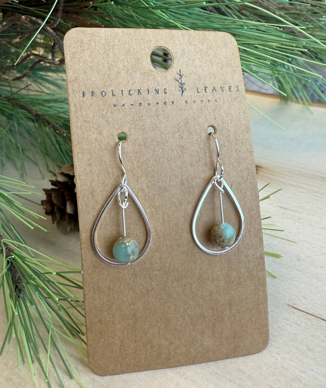 Tear Drop Jasper Earrings Silver