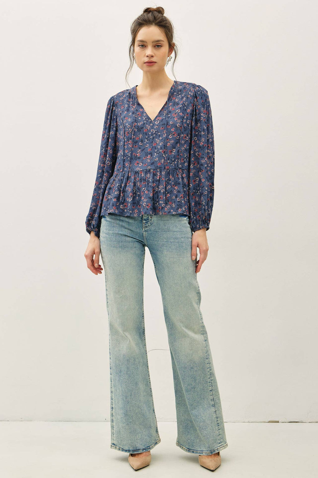 Blue Bell-Floral Chiffon Blouse