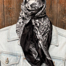 Load image into Gallery viewer, 35X35&quot;  Black &amp; White Paisley Wild Rag/Scarf WR3401
