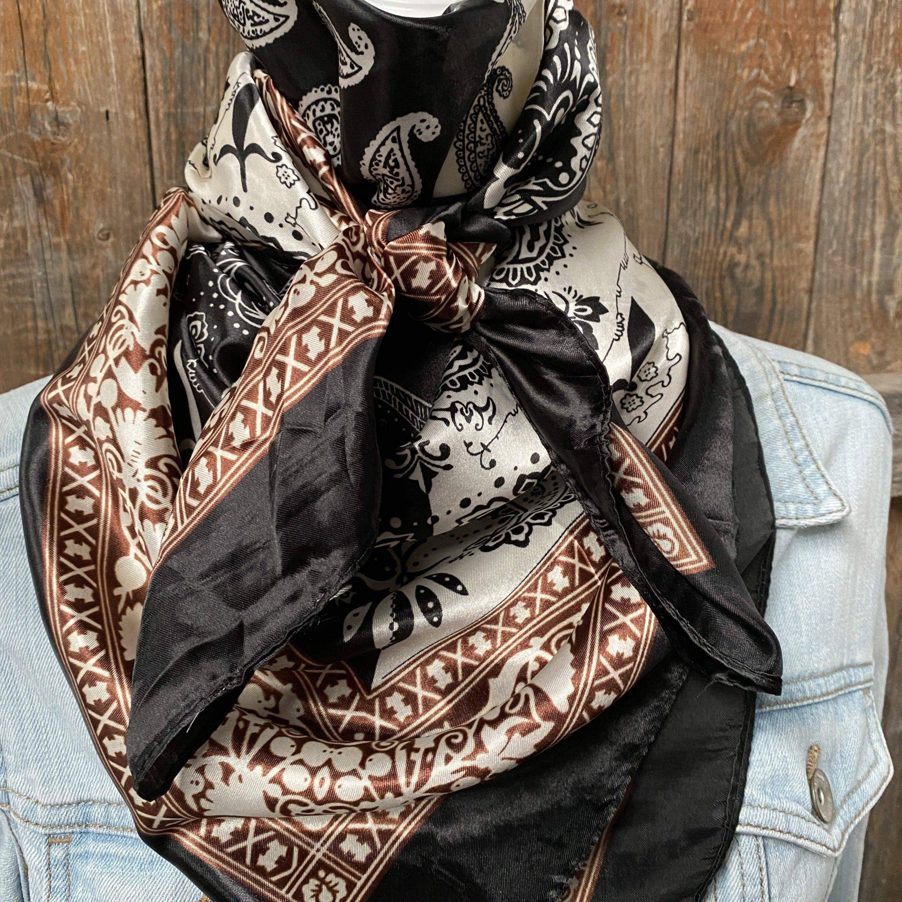 Two Tone Black Paisley Wild Rag / Scarf