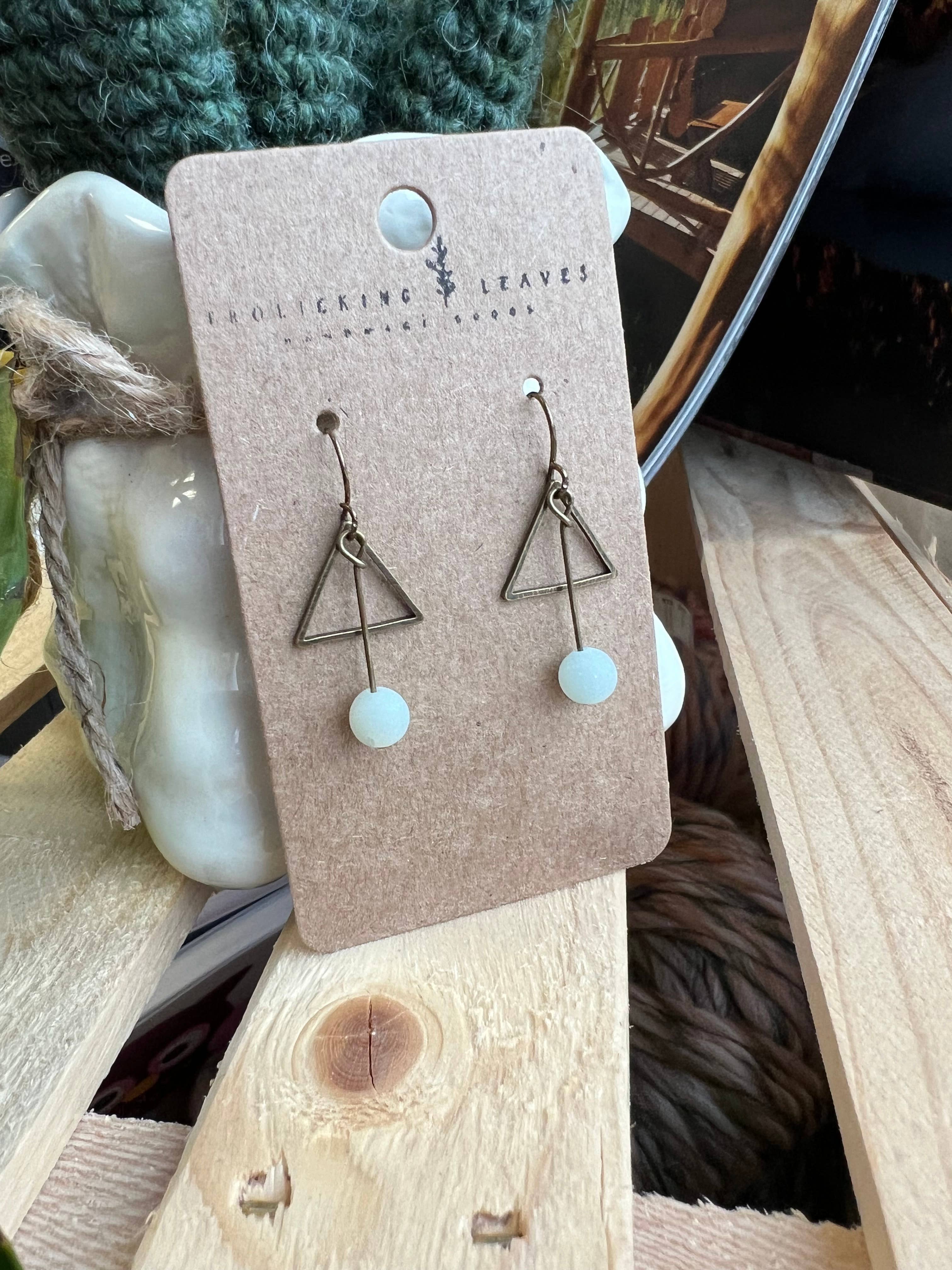 Amazonite Bronze Triangle Earrings