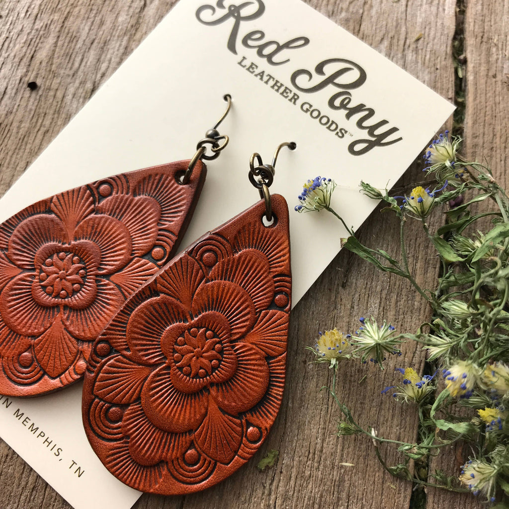 Lord Willing Leather Teardrop Earrings