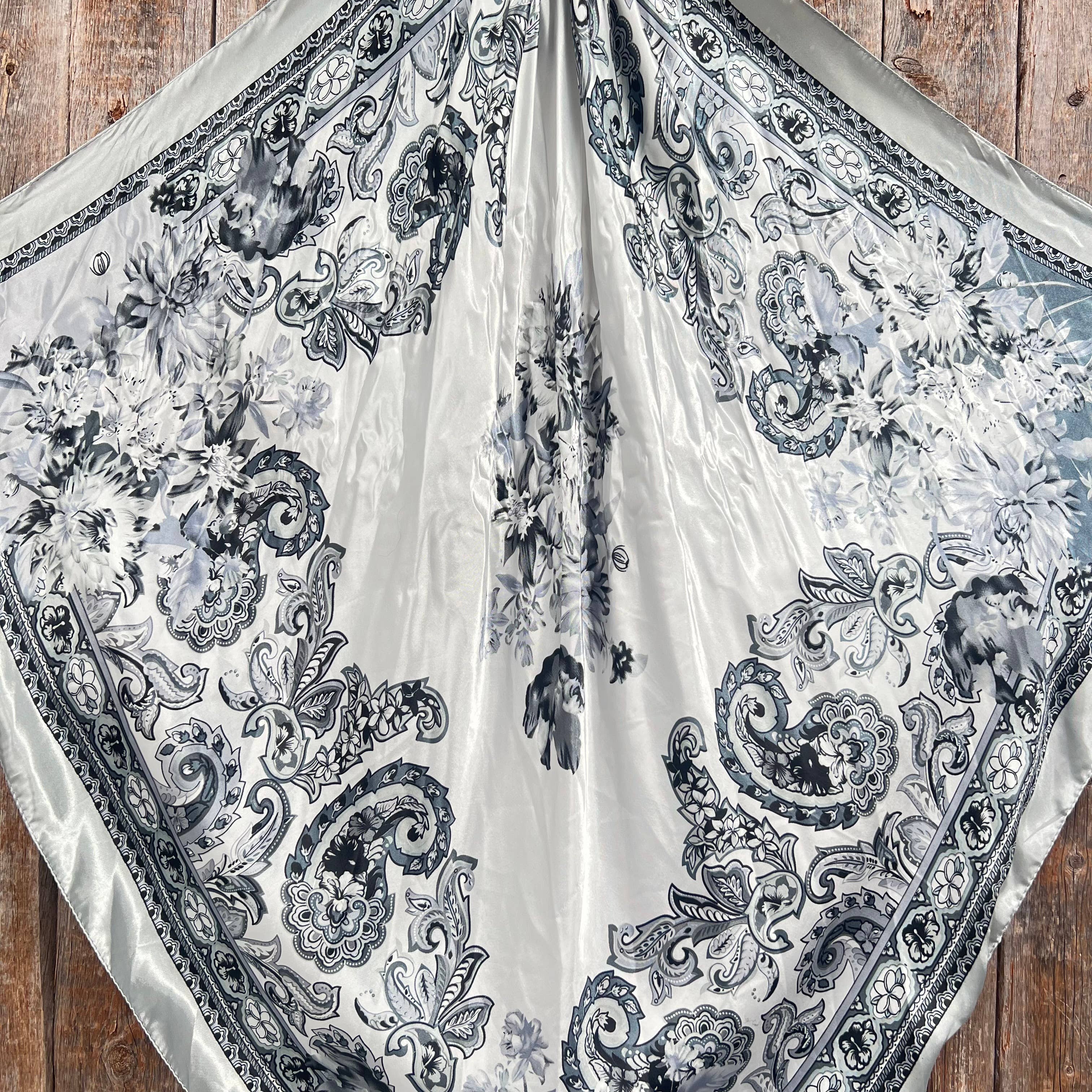 Silver & White Paisley Wild Rag/Scarf