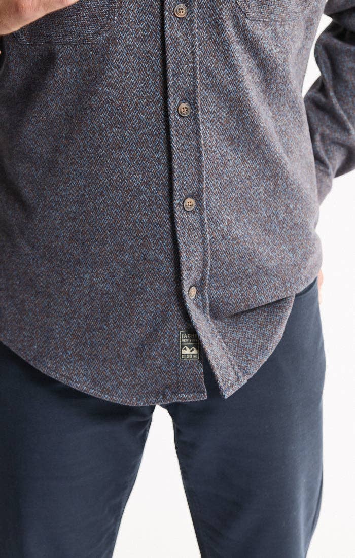 Knit Flannel Button-Up Shirt