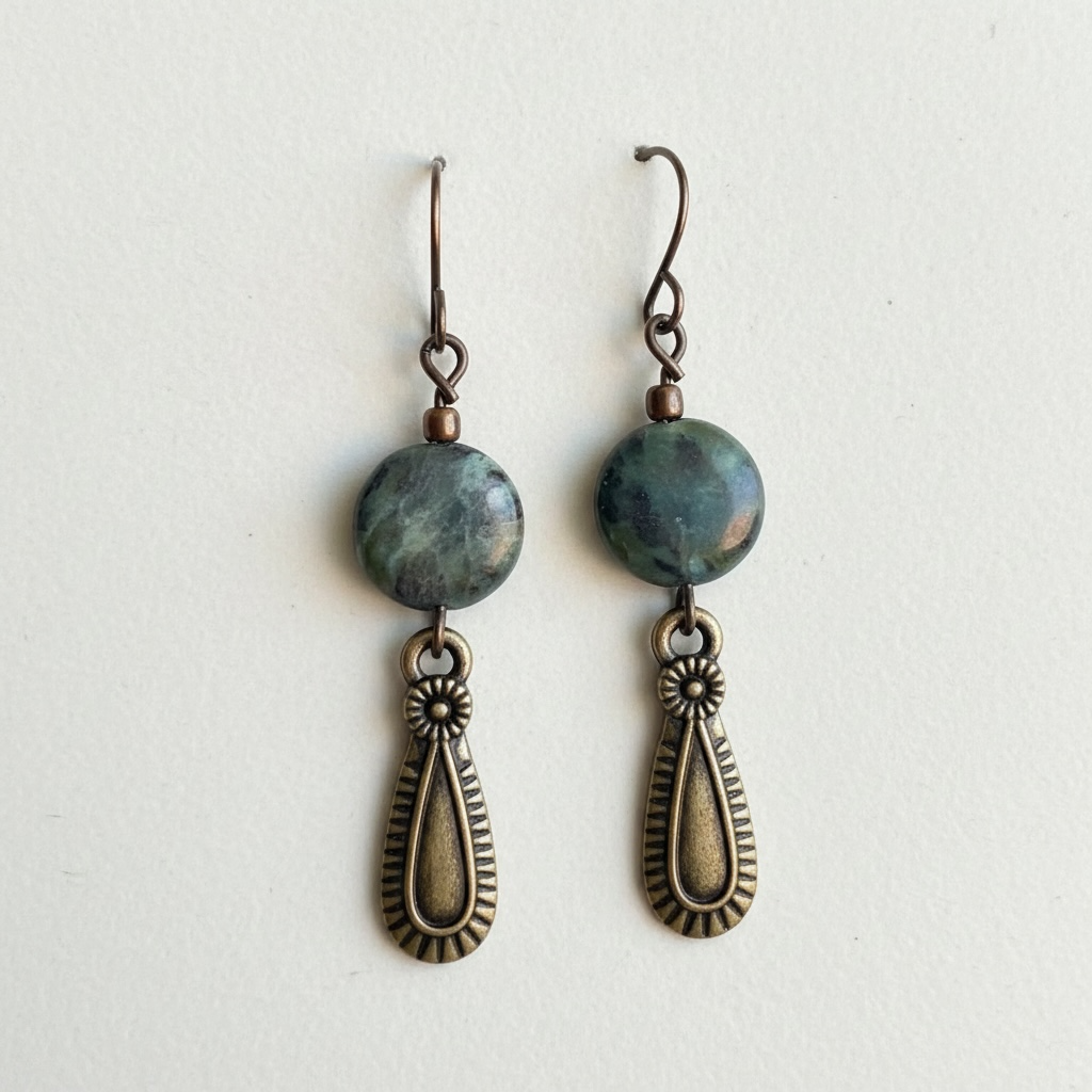 Green Turquoise Dangle Earrings