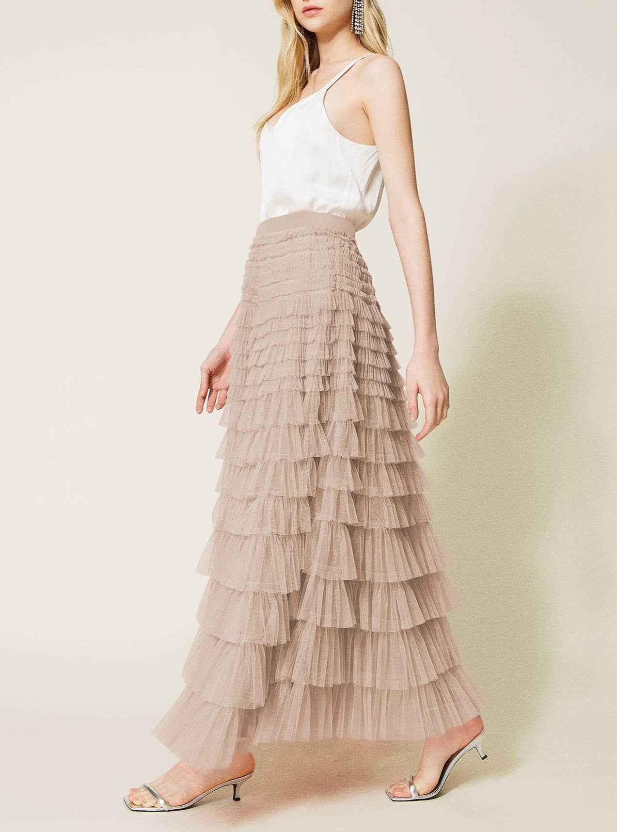 Social Graces Ruffle Tulle Maxi Skirt