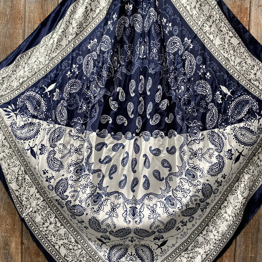Two Tone Navy Paisley Wild Rag / Scarf