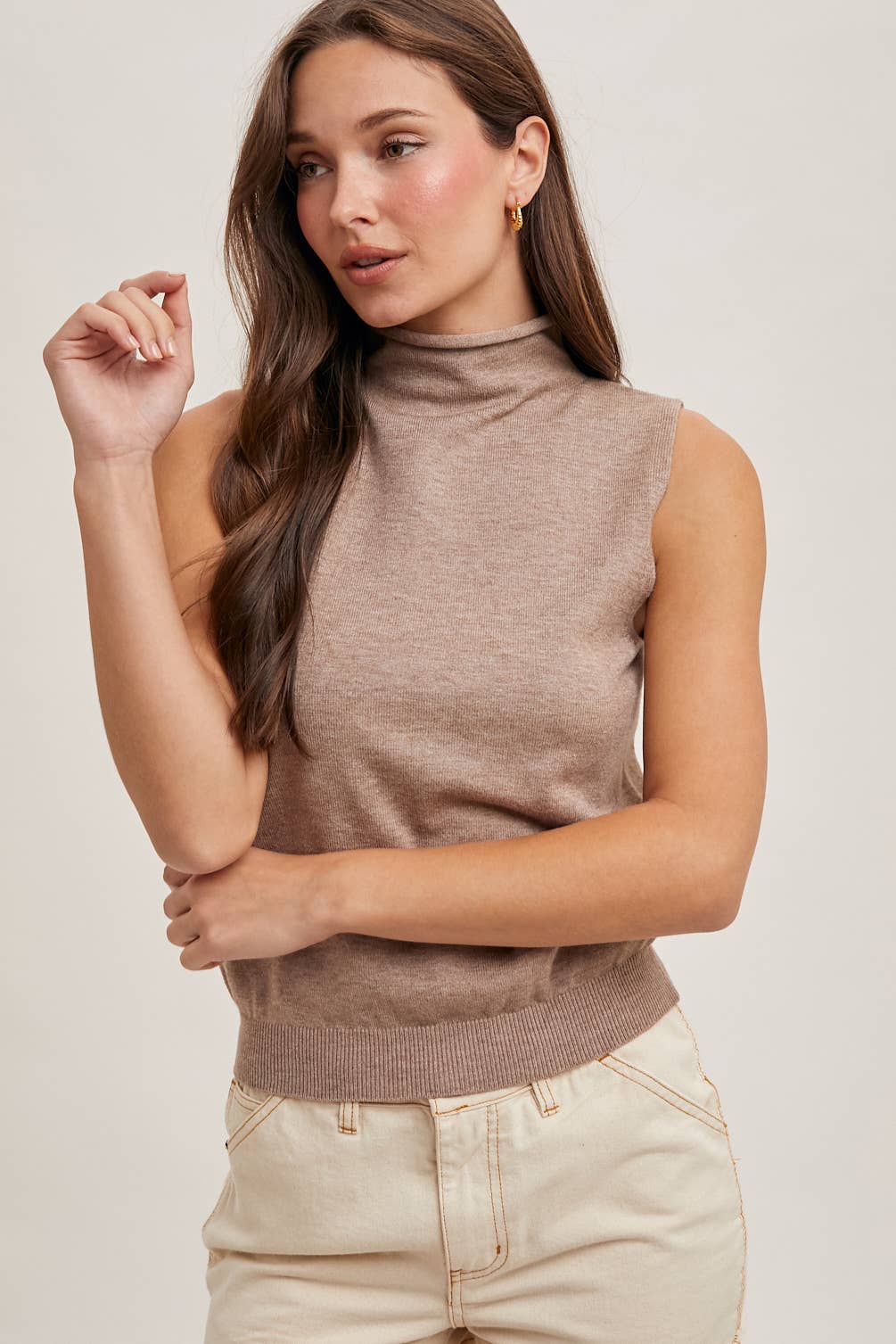 Tangled Heart Strings - Sleeveless Mock Neck Sweater