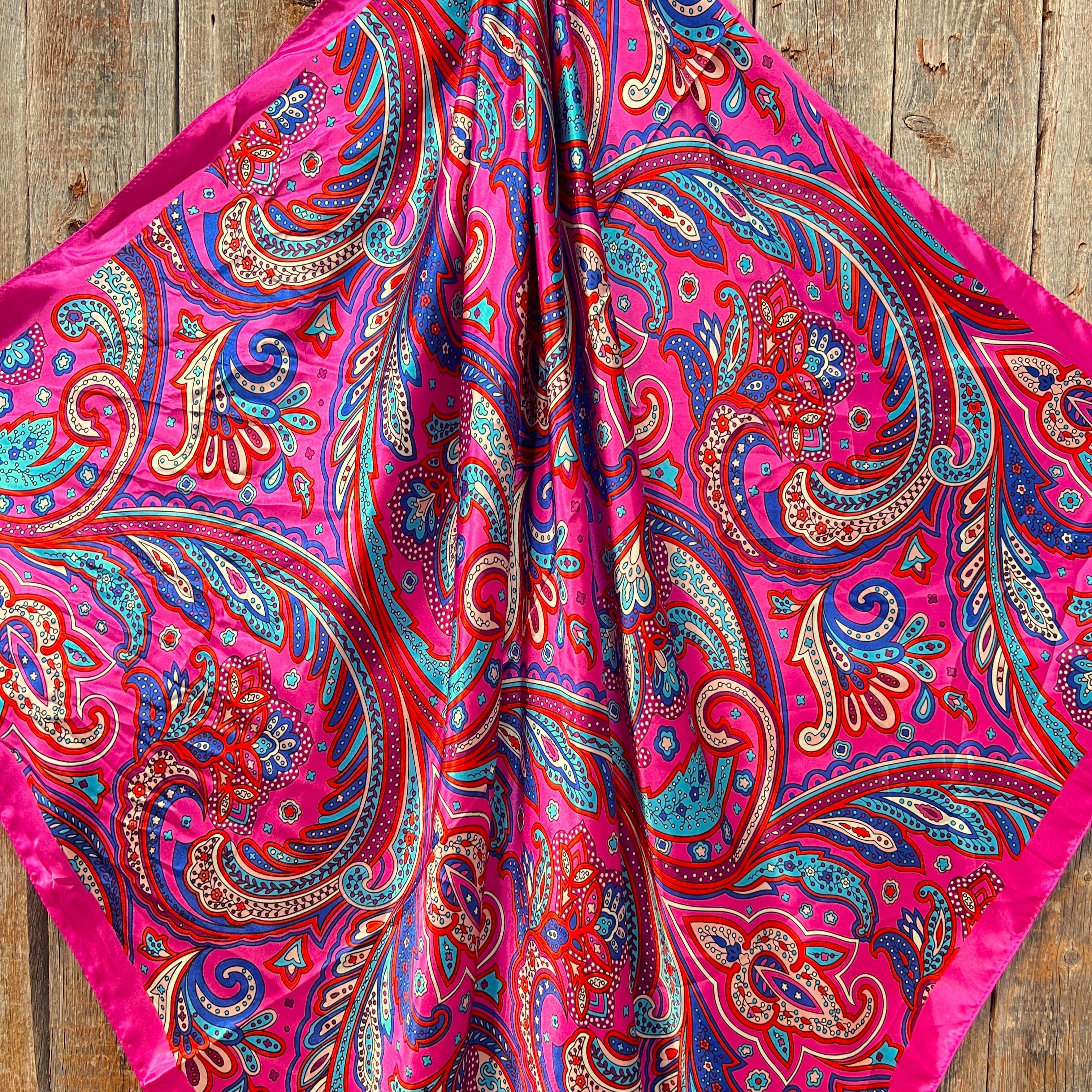 35X35"  Pink Hippie Paisley Wild Rag/Scarf WR904