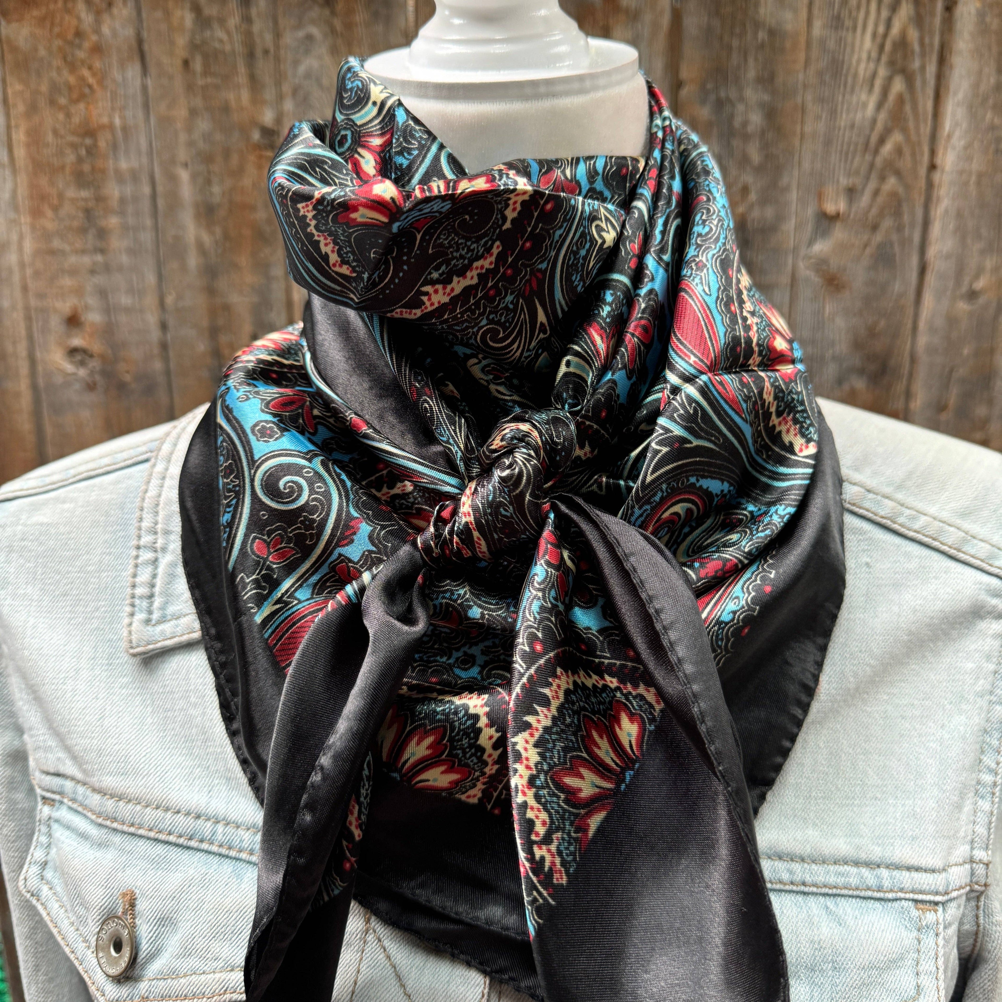 Black Floral Wild Rag / Scarf