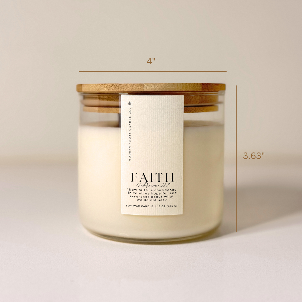Faith | Lily & Bergamot | 15 oz. Clear Jar Soy Candle