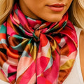 Fuchsia and Brown Floral Pattern Wild Rag / Scarf WR1037