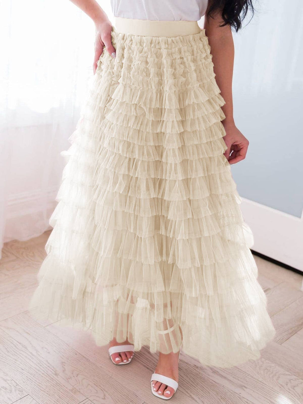 Social Graces Ruffle Tulle Maxi Skirt