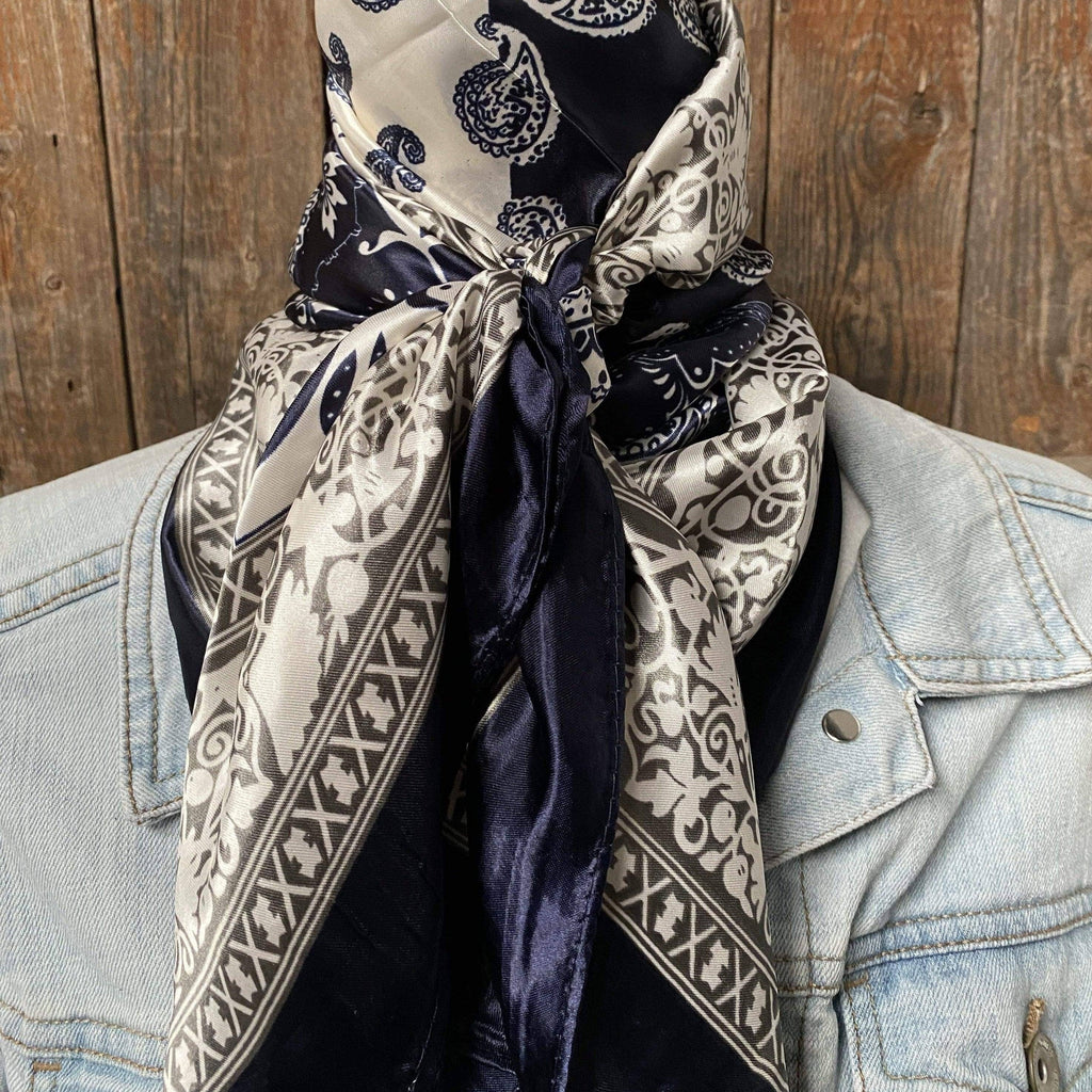 Two Tone Navy Paisley Wild Rag / Scarf
