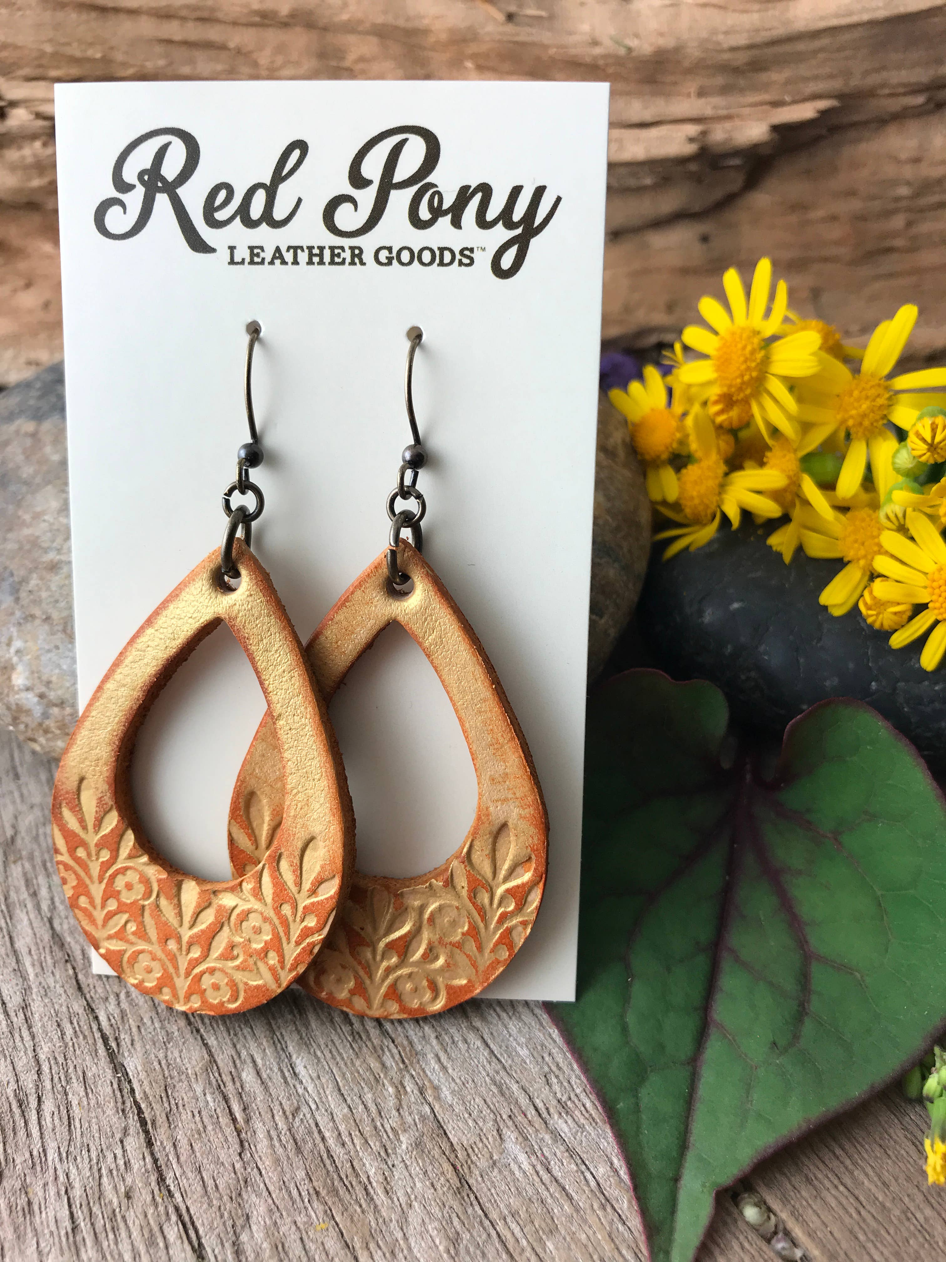 Long Time Gone Hand Tooled Leather Earrings