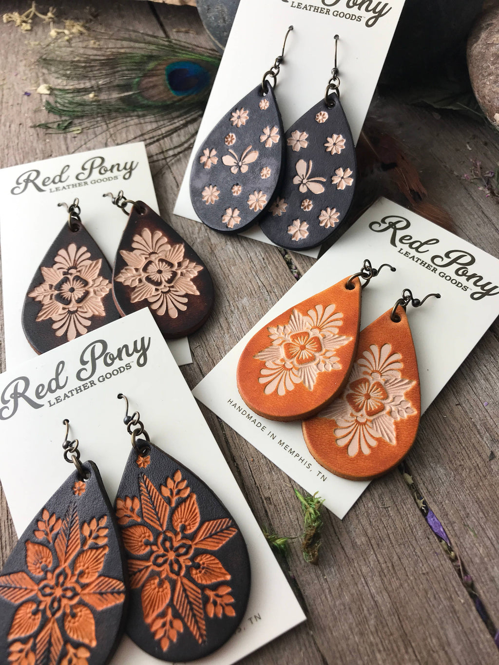 Things We Keep Leather Teardrop Earrings