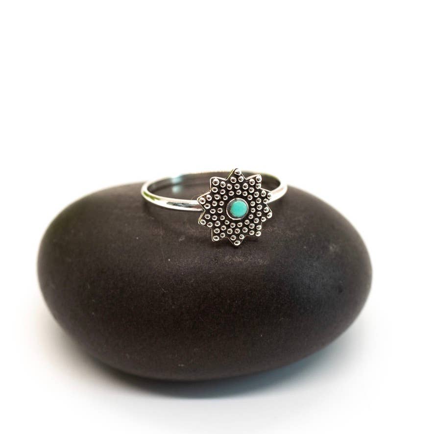 Joy in the Morning Sterling Silver Turquoise Stardust Ring