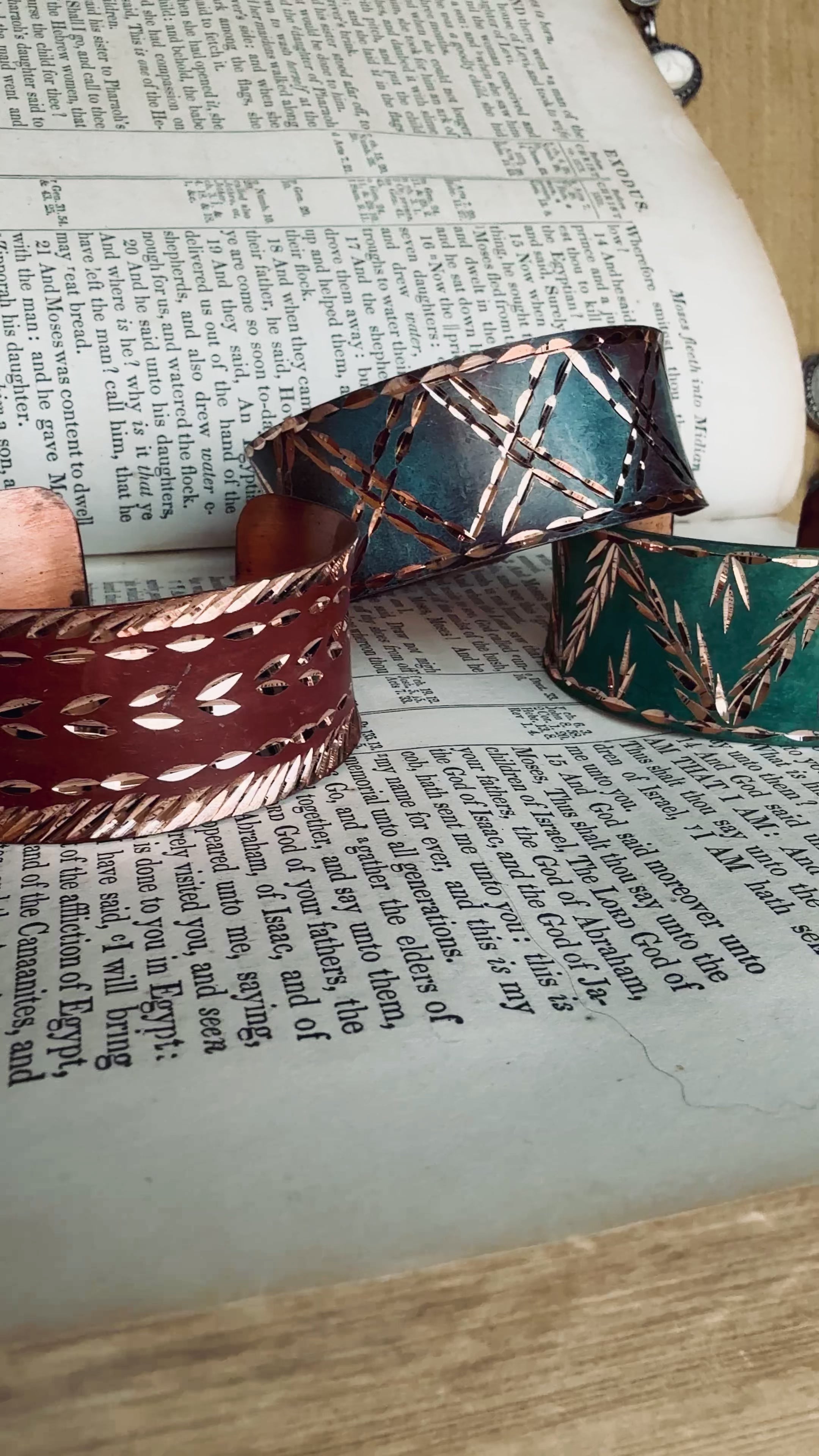 God Bless The Girls Etched Copper Bracelet