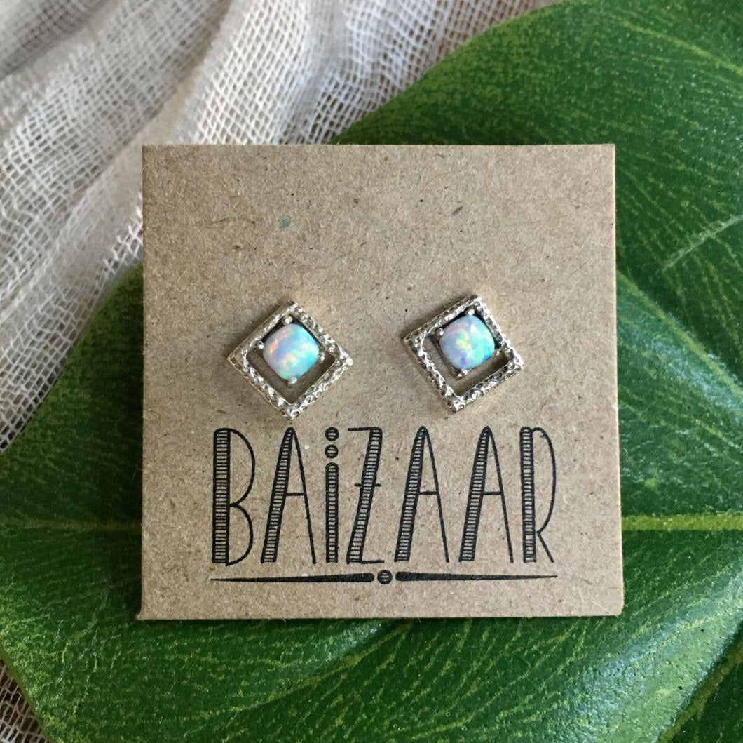 Beautifully Broken Sterling Silver and Opal Stud Earring