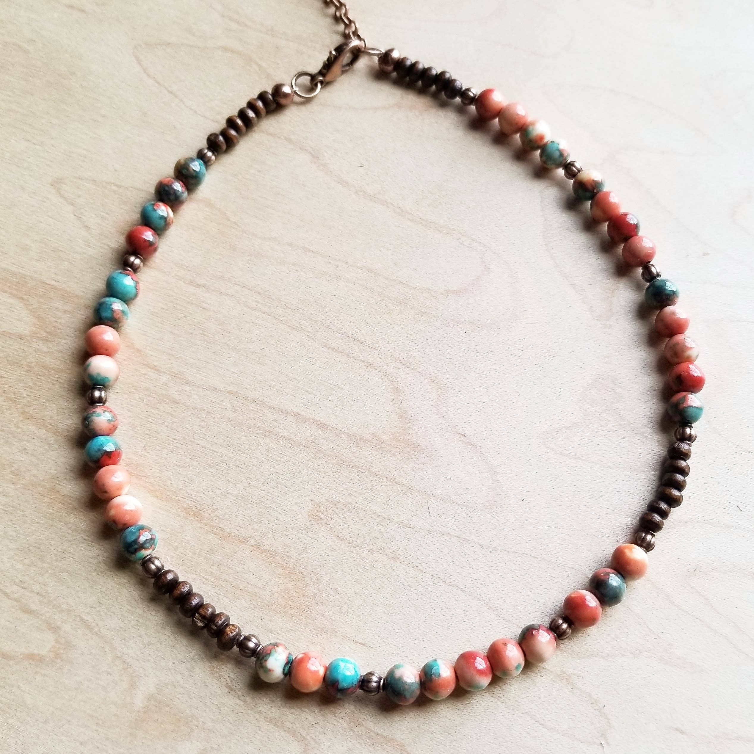 Arizona Sunset Turquoise Beaded Collar Length Necklace