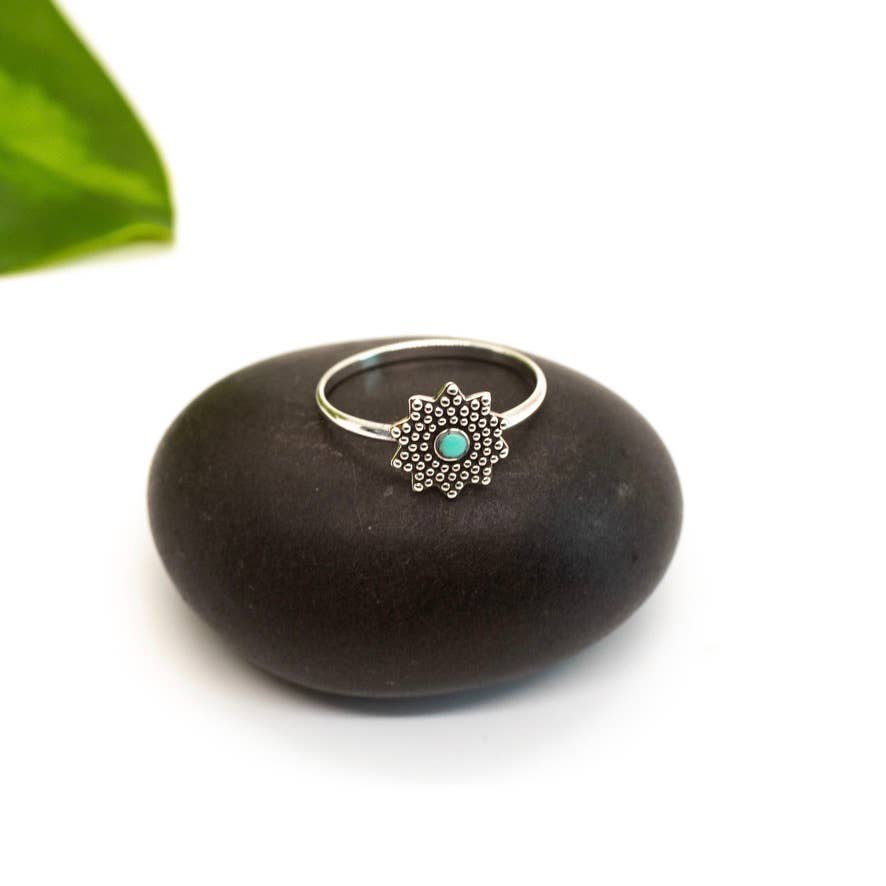 Joy in the Morning Sterling Silver Turquoise Stardust Ring